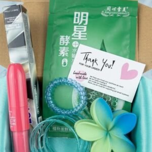 All-in-One Self-Care Gift Box | Sheet Mask, Lip Color, and Floral Hair Claw Set