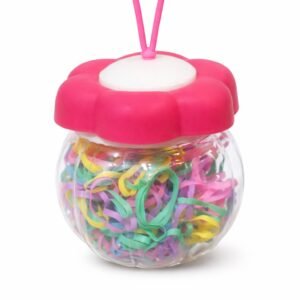 Bloom & Bind: Flower-Top Jar with 100+ Rainbow Mini Elastic Hair Band
