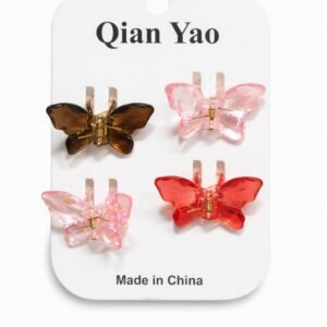 Y2K Butterfly Bliss: Translucent Resin Mini Claw Clips (Set of 4)
