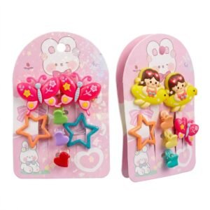 Plushie-Style 3D Cartoon Hair Clips: Character & Star Snap Set for Kids
