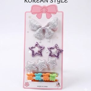 Sparkle & Shine Hair Accessory Set: Glitter Butterfly, Star Pins, and Mini Colorful Clips