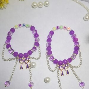 Enchanted Bow & Chain Custom Name Bracelet: Lavender Dream Edition