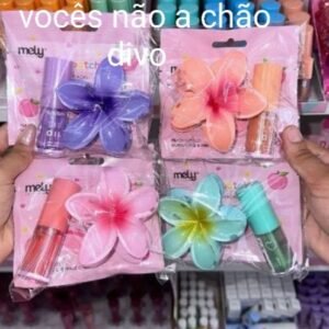 Bloom & Gloss Duo – Tropical Floral Clip and Tinted Lip Oil Set